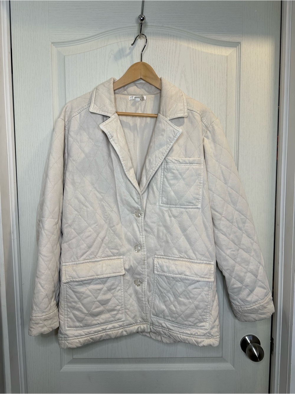 Quilted Cream Utility Blazer szS | fall chore jacket minimalist